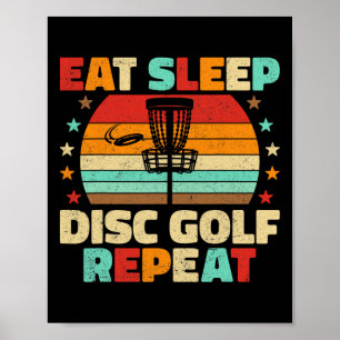 Affiche Manger Dormir Disc Golf Répéter Amoureux de Frisbe