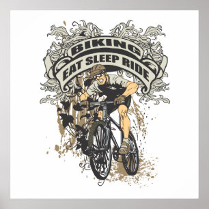 Affiche Manger, Dormir, Faire Du Vélo