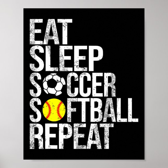 Affiche Manger Dormir Football Doucement Répéter Drôle Ll  (Devant)