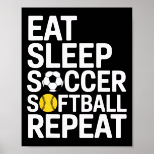 Affiche Manger Dormir Football Doucement Répéter Joueurs d