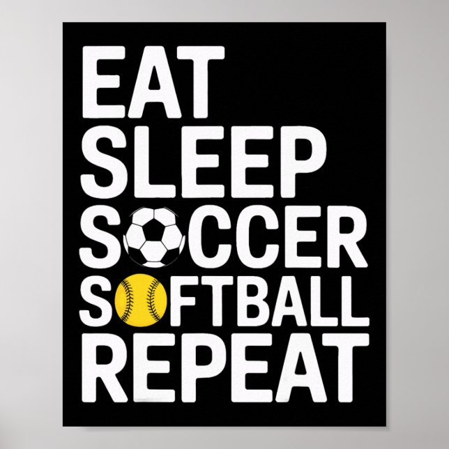 Affiche Manger Dormir Football Doucement Répéter Joueurs d (Devant)