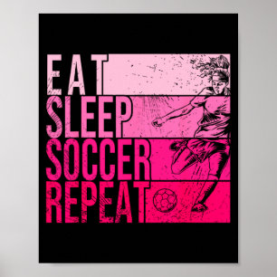 Affiche Manger Dormir Football Répéter Drôle Footller Terr