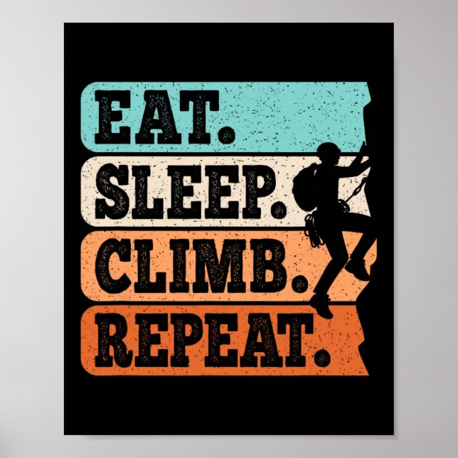 Affiche Manger Dormir Grimper Répéter Escalade Bloc Homme (Devant)