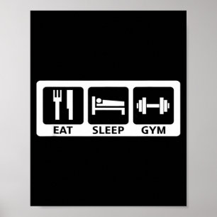 Affiche Manger Dormir Gym Entraîneur de Fitness Entraîneme