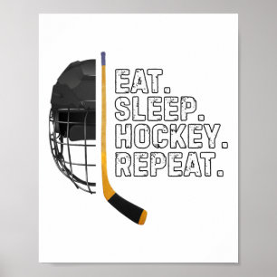 Affiche Manger Dormir Hockey Répéter Chemise Drôle Cool Ho
