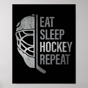 Affiche Manger Dormir Hockey Répéter Drôles Joueurs de Hoc