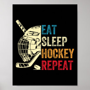 Affiche Manger Dormir Hockey Répéter Enfants Adulte Hockey