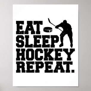 Affiche Manger Dormir Hockey Répéter - Hockey Drôle