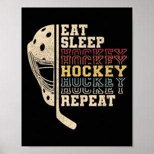 Affiche Manger Dormir Hockey Répéter Hommes Garçons Enfant