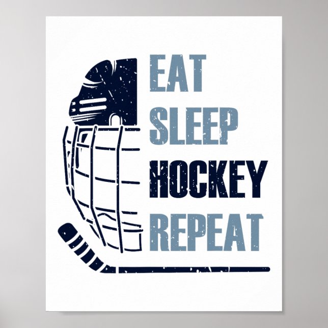 Affiche Manger Dormir Hockey Répéter Masque Drôle Autocoll (Devant)