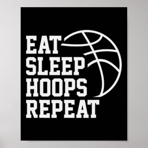 Affiche Manger Dormir Hoops Répéter Citation Drôle Sketchl