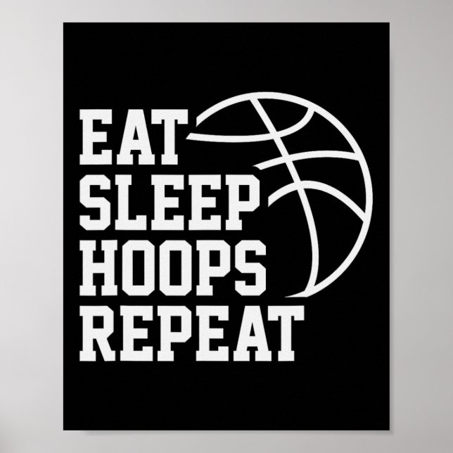 Affiche Manger Dormir Hoops Répéter Citation Drôle Sketchl (Devant)