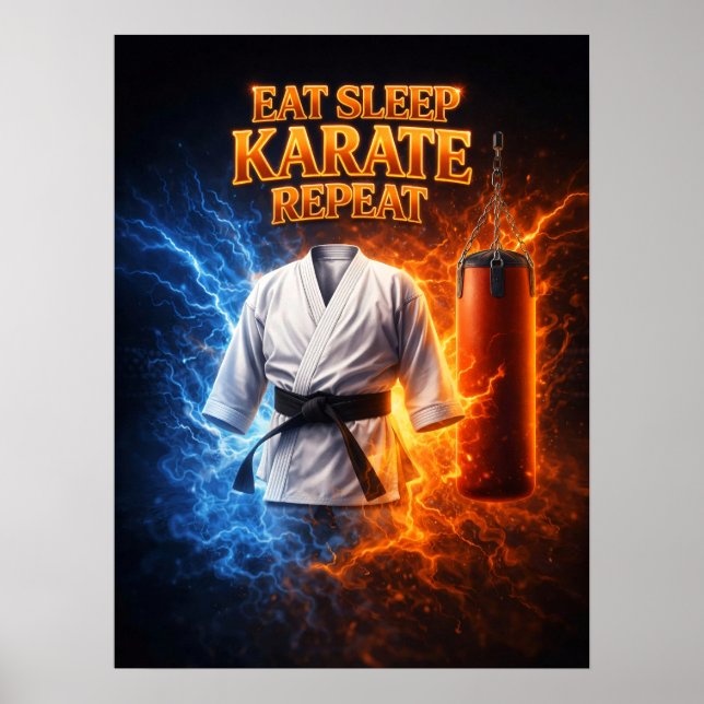 Affiche Manger Dormir Karaté Flamme (Devant)