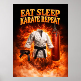 Affiche Manger Dormir Karaté Répéter Art