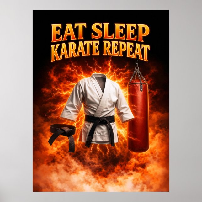 Affiche Manger Dormir Karaté Répéter Art (Devant)