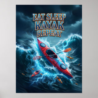 Affiche Manger Dormir Kayak Feu