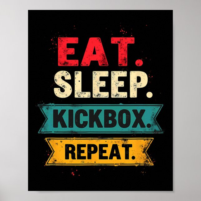 Affiche Manger Dormir Kickbox Répéter Kickboxing Mma Boxeu (Devant)