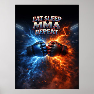 Affiche Manger Dormir MMA Flamme