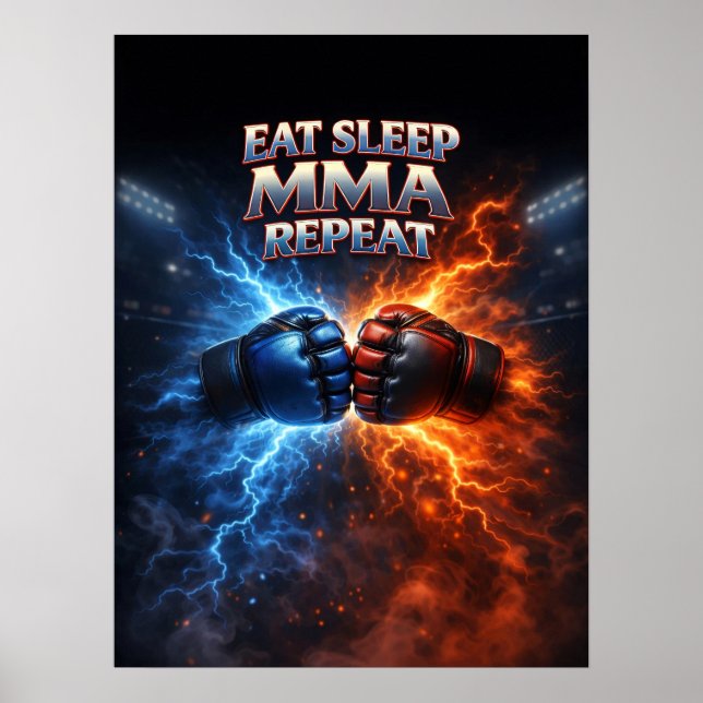Affiche Manger Dormir MMA Flamme (Devant)