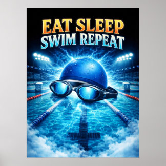 Affiche Manger Dormir Nager Répéter Conception
