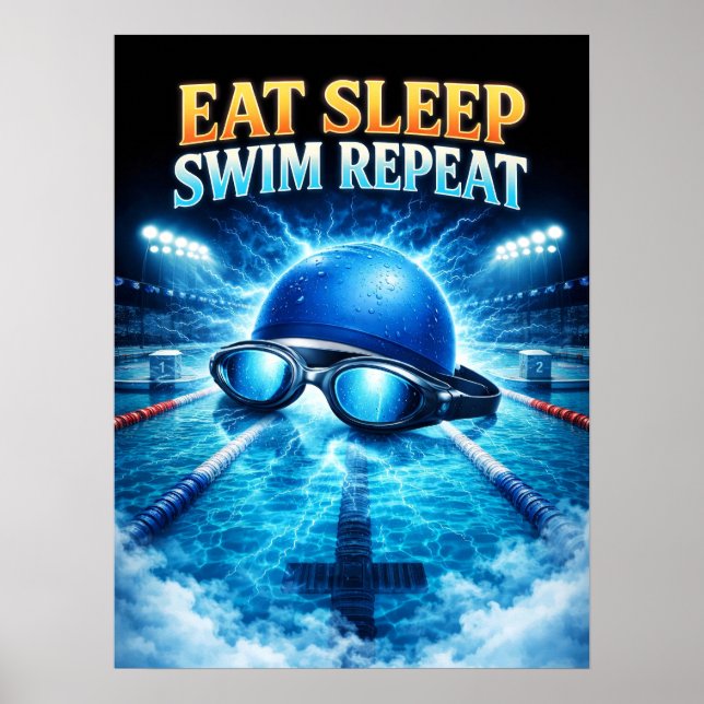 Affiche Manger Dormir Nager Répéter Conception (Devant)