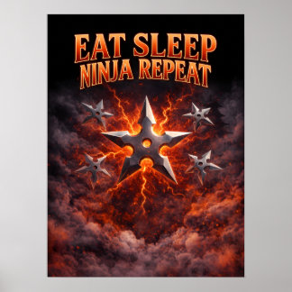 Affiche Manger Dormir Ninja Répéter Art