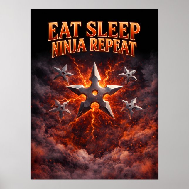 Affiche Manger Dormir Ninja Répéter Art (Devant)