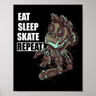 Affiche Manger Dormir Patiner Planche à Roulettes Pour Gar