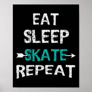 Affiche Manger Dormir Patiner Répéter Patinage sur glace H