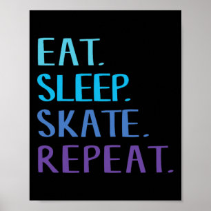 Affiche Manger Dormir Patiner Répéter - T-shirt pour patin
