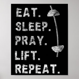 Affiche Manger Dormir Prier Soulever Répéter Tee Gym Chrét