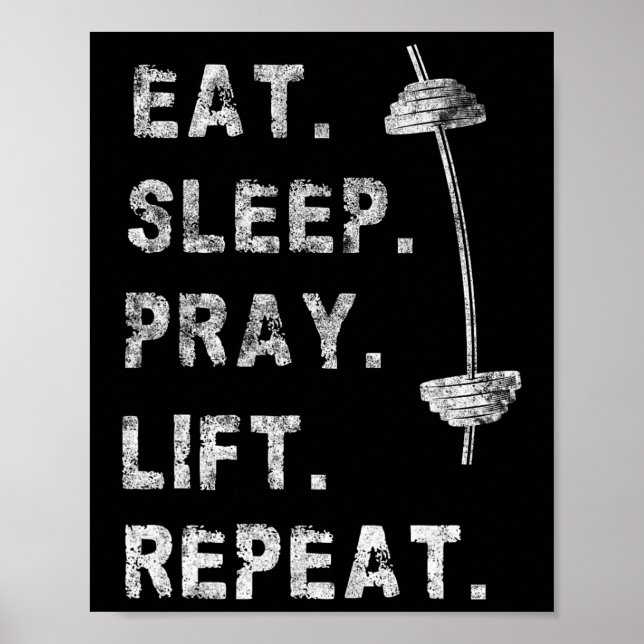 Affiche Manger Dormir Prier Soulever Répéter Tee Gym Chrét (Devant)