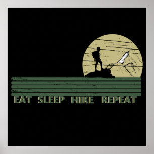 Affiche manger dormir randonner répéter randonnée sauvage