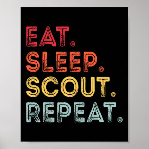 Affiche Manger Dormir Scout Répéter Rétro Vintage Scout Po