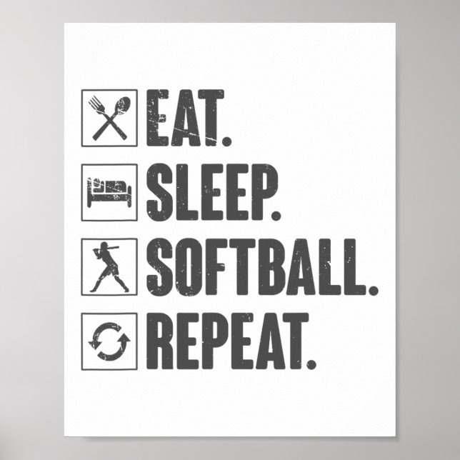 Affiche Manger Dormir Softll Répéter - Softll Cadeau Pour  (Devant)
