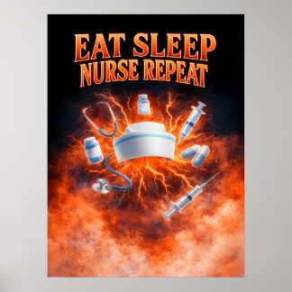 Affiche Manger Dormir Soigner Répéter Art