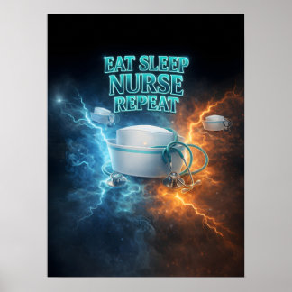 Affiche Manger Dormir Soigner Rétro