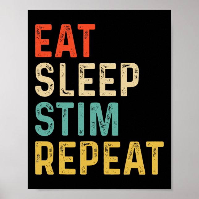 Affiche Manger Dormir Stim Répéter Autisme Sensibilisation (Devant)