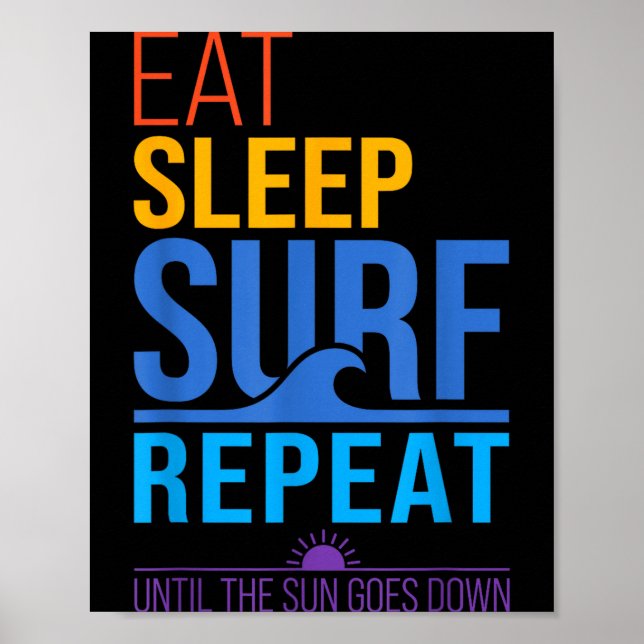 Affiche Manger dormir surfer répéter couleurs de coucher d (Devant)