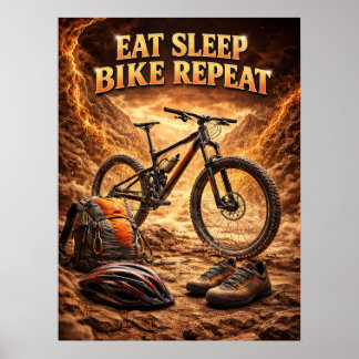 Affiche Manger Dormir Vélo Flamme