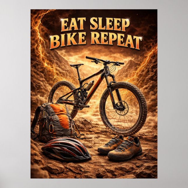 Affiche Manger Dormir Vélo Flamme (Devant)
