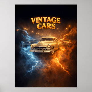 Affiche Manger Dormir Voitures Anciennes