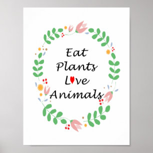 Affiche manger plante amour animaux végétalien