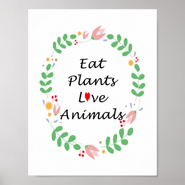 Affiche manger plante amour animaux végétalien (Devant)