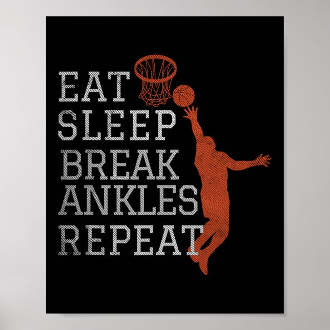 Affiche Manger Sleep Break Ankles Répéter Bysketbyll Fun (Devant)