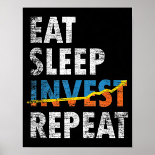 AFFICHE MANGER SLEEP INVEST REPETER STOCK MARCHÉ