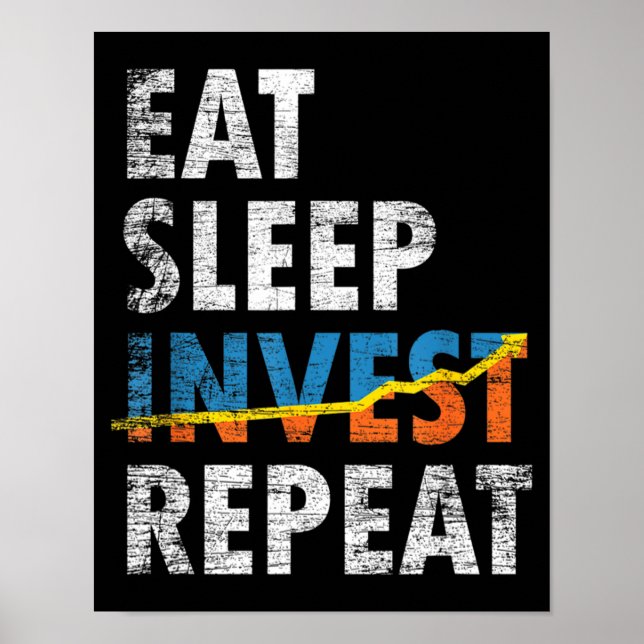 AFFICHE MANGER SLEEP INVEST REPETER STOCK MARCHÉ (Devant)