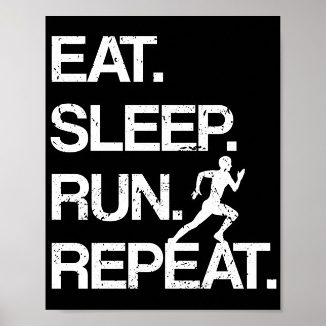 Affiche Manger Sleep Run Répéter Marathon Runner Jogging S (Devant)