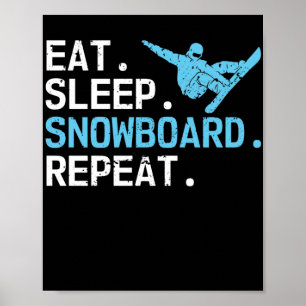 Affiche Manger Sleep Snowboard Répéter Hobby Snowboarder
