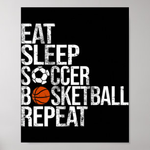 Affiche Manger Sleep Softball Basketball Répéter Fun Ball